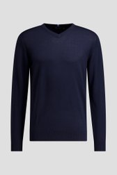 Productfoto 1 van Fijngebreide donkerblauwe golftrui met V-hals door Dansaert Golf Club voor Heren