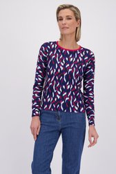 Voorkant van Fijngebreide rood-blauwe trui  door Claude Arielle voor Dames