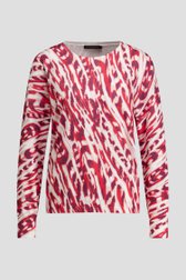 Productfoto 1 van Fijngebreide trui met rood-wit motief door Claude Arielle voor Dames