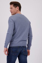 Le dos de Fin pull gris-bleu à col en V  de Dansaert Blue pour Hommes