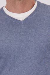 Détail de Fin pull gris-bleu à col en V  de Dansaert Blue pour Hommes
