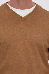 Détail de Fin pull marron à col en V  de Dansaert Blue pour Hommes