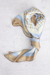 Le devant de Foulard à motif losanges beige et bleu de Liberty Island pour Femmes