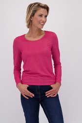 Voorkant van Fuchsia T-shirt met glitter  door Claude Arielle voor Dames