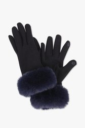 Gants marine avec détail en fausse fourrure de Liberty Island pour Femmes