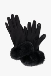 Gants noirs avec détail en fausse fourrure de Liberty Island pour Femmes