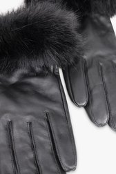 Gants noirs avec fausse fourrure de Liberty Island pour Femmes