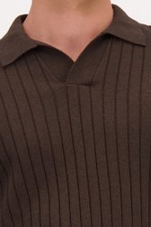 Detail van Gebreide bruine polo met korte mouwen door Upper East voor Heren