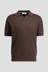 Productfoto 1 van Gebreide bruine polo met korte mouwen door Upper East voor Heren