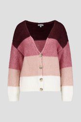 Productfoto 1 van Gebreide cardigan met roze gestreept motief door More & More voor Dames
