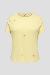 Productfoto 1 van Geel T-shirt met bloemenpatches en strass door ONLY Carmakoma voor Dames