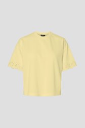 Productfoto 1 van Geel T-shirt met korte mouwen en broderie door Pieces voor Dames