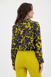 Gele blouse met donkerblauwe bloemenprint van D'Auvry voor Dames