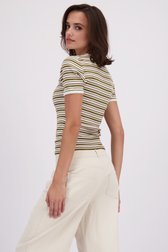 Detail van Geribd t-shirt met kleurrijk gestreept motief door JDY voor Dames