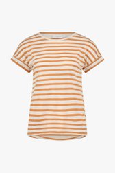 Gestreept T-shirt in ecru en bruin van Liberty Island voor Dames