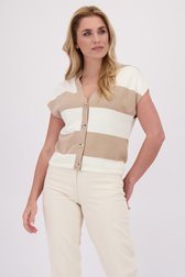 Voorkant van Gestreepte cardigan met korte mouwen door Liberty Loving nature voor Dames