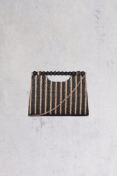 Geweven handtas met zwart-beige strepen van Bulaggi voor Dames