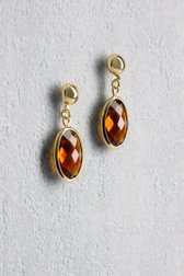 Productfoto 1 van Gouden oorbellen met rode ovale hanger door Liberty Island voor Dames