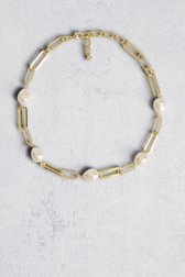 Gouden schakelketting met parels van Liberty Island voor Dames