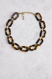 Voorkant van Goudkleurige ketting met bruine schakels door Liberty Island voor Dames