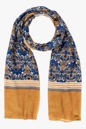 Goudkleurige sjaal met blauwe bloemenprint van More & More voor Dames