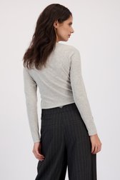 Achterkant van Grijs gemêleerd T-shirt met lange mouwen door Louise voor Dames