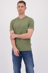 Voorkant van Grijs katoenen T-shirt met V-hals door Liberty Island voor Heren