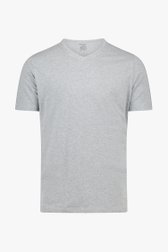 Grijs katoenen T-shirt met V-hals  van Ravøtt voor Heren