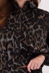 Detail van Grijs metallic jasje met print door Geisha voor Dames