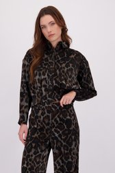 Voorkant van Grijs metallic jasje met print door Geisha voor Dames