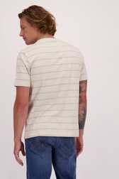 Achterkant van Grijs T-shirt met een blauw-wit gestreept motief door Ravøtt voor Heren