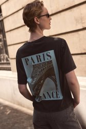 Extra foto 5 van Grijs T-shirt met verwassen look en opdruk  door Louise voor Dames