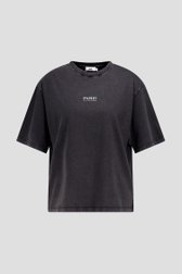 Productfoto 1 van Grijs T-shirt met verwassen look en opdruk  door Louise voor Dames