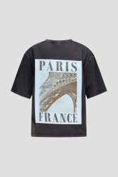 Productfoto 3 van Grijs T-shirt met verwassen look en opdruk  door Louise voor Dames