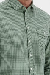 Grijsgroen hemd met fijn ruitjespatroon van Ravøtt voor Heren
