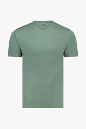 Grijsgroen T-shirt met V-hals van Ravøtt voor Heren