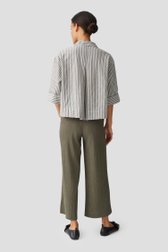 Grijsgroene blouse met wit gestreept motief van Opus voor Dames