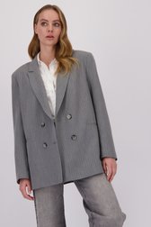 Voorkant van Grijze blazer met krijtstreep door Liberty Island voor Dames