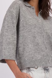 Detail van Grijze cardigan met glitter door Louise voor Dames
