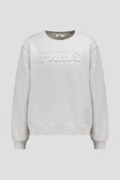 Productfoto 1 van Grijze gemêleerde sweater met patchletters ‘Paris’ door Louise voor Dames