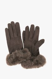 Grijze handschoenen met fake fur van Liberty Island voor Dames