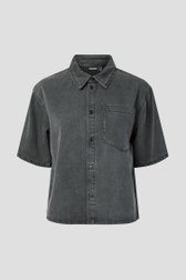 Productfoto 1 van Grijze jeansblouse met korte mouwen door Pieces voor Dames