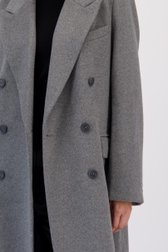 Detail van Grijze lange mantel door Louise voor Dames