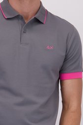 Detail van Grijze polo met fluo roze accent door Sun68 voor Heren