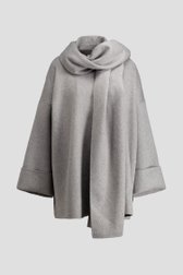 Productfoto 1 van Grijze wollen jas met sjaal - e5 x Feeling door Liberty Island voor Dames