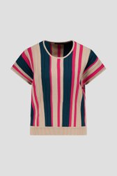Productfoto 1 van Groen-beige gestreepte trui korte mouw  door Claude Arielle voor Dames