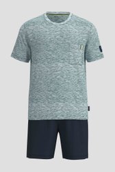 Productfoto 1 van Groen-blauwe pyjamaset met T-shirt en short door Tom Tailor voor Heren