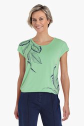 Groen T-shirt met bladerprint van Claude Arielle voor Dames