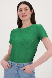 Groen T-shirt met broderie Anglaise van JDY voor Dames