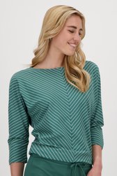 Groen T-shirt met ecru patroon  van Libelle voor Dames